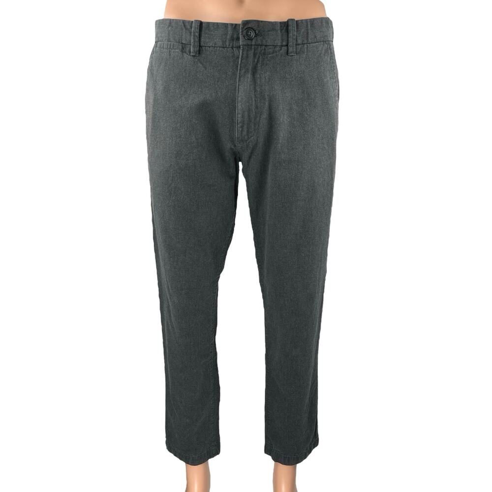 Gap Men's Gray Mid Rise Straight Leg Slim Fit Trousers Chino Khaki Pants 32/30